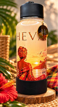 Gourde isotherme HEVAE Madras, ambiance Antilles avec hibiscus et tissu madras